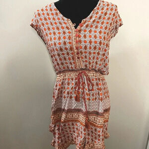 Deby Debo bohemian printed mini dress with drawstring waist